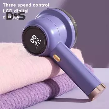 Бритва для ткани, устройство для удаления катышков, аккумуляторная светодиодная подсветка, регулируемая скорость, 6-лезвийный резак для одежды, триммер для свитеров фиолетовый