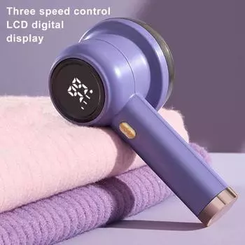 Бритва для ткани, устройство для удаления катышков, аккумуляторная светодиодная подсветка, регулируемая скорость, 6-лезвийный резак для одежды, триммер для свитеров фиолетовый