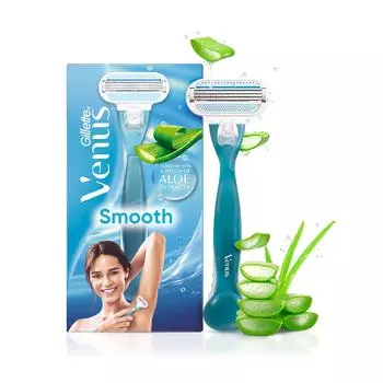 Бритва для удаления волос Gillette Venus Smooth для женщин с алоэ вера, упаковка из 1 шт. 2 pcs Blades/Refills