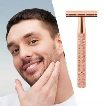 Бритва для усов, съемная, антиокислительная, розовое золото, отличное руководство для влажного бритья, для удаления волос