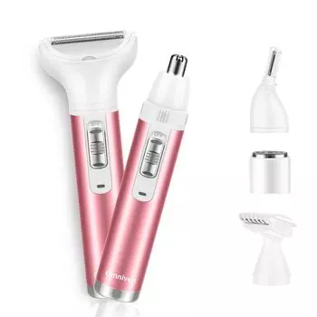 Бритва для женщин vio функции в легком для бровей USB электрический все лицо тело пушистые нежелательные волосы для всей ванны влажный и сухой подарок [5 1, розовый