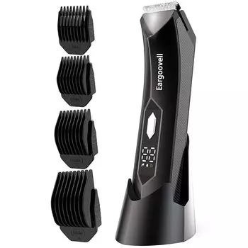 Бритва Eargoovell для тела VIO, мужская бритва для мужчин, светодиодный дисплей, функция блокировки, поставляется с 4 типами ограничительных гребней, регулировка длины нежелательных волос