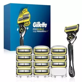 Бритва Gillette 2024 ProShield Yellow, ручка + лезвие, набор из 12 шт., корейское лезвие