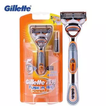 Бритва Gillette Fusion Power для бритья для мужчин, моющаяся бритва для стрижки волос на лице, бороде, на батарейках, 5 слоев лезвия, 1 упаковка