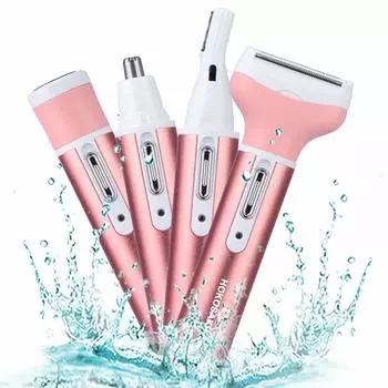 Бритва HOKOSAKI vio Бритва Бритва Бритва для бровей Бритва для носа Электрическая USB-перезаряжаемая 4 в 1 Многофункциональная Безболезненная Низкий уровень шума Моющаяся щеки розовый