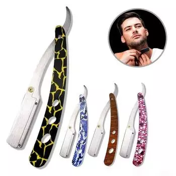 Бритва из нержавеющей стали, ручная бритвенная головка, обрезка бровей, подставка для бритья лица, складная винтажная старомодная бритва