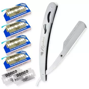 Бритва Kazakiri от профессионального парикмахера x Впечатляющая близость к лицу с бородой 80 сменных лезвий Western single инструкция по эксплуатации серебро Kazakiri