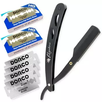 Бритва Kazakiri от профессионального парикмахера x Впечатляюще близко Борода лицо 40 сменных лезвий одно руководство по эксплуатации черный Kazakiri [Под надзором