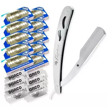 Бритва Kazakiri от профессионального парикмахера x Впечатляющий закрытый борода лицо 200 запасных лезвий Western single инструкция по эксплуатации серебро Kazakiri [Под надзором серебряный