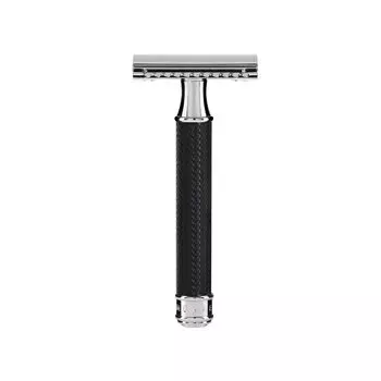 Бритва Muhle TRADITIONAL с закрытым гребнем, металлическая, черная, R89BLACK, гладкое бритье для начинающих, чувствительная кожа, сделано в Германии, двухсторонняя бритва/классическая чёрный