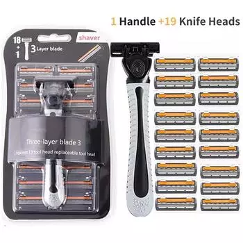 Бритва мужская бритва с тремя слоями лезвий из нержавеющей стали многоразовая бритва для удаления волос старого стиля со смазывающей полоской ручная бритва