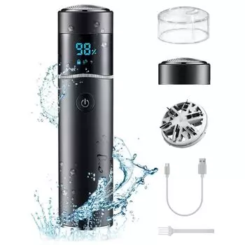 бритва мужская мини-электробритва с 6 лезвиями роторная бритва электробритва гладкое бритье раннее бритье IPX7 водонепроницаемый Влажное и сухое использование Полностью промываемый светодиод