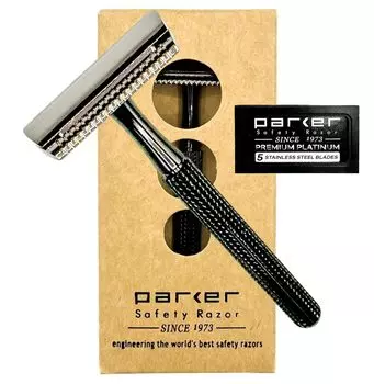 Бритва Parker из 3 предметов с 5 сменными лезвиями, графитовая бритва с двойным лезвием 78R T-образной формы для мужчин