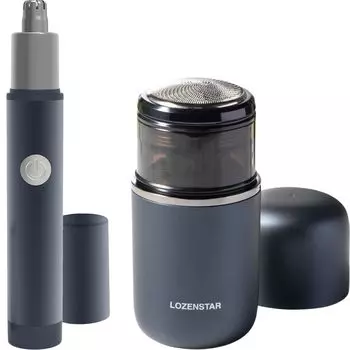 Бритва Rozenstar, аккумуляторная бритва, электробритва, роторная, IPX7, компактная, моющаяся, триммер для волос в носу, зарядка через USB, тип переменного тока, моющаяся, IPX6, этикет-нож тёмно-синий