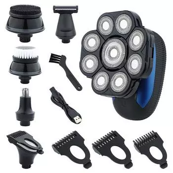 Бритва с плавающей головкой для лысых мужчин, водонепроницаемая электрическая бритва для мужчин с триммером для волос в носу, бритвенные станки для влажного/сухого ухода