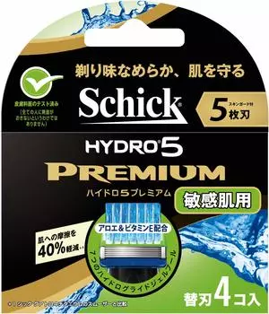 Бритва Schick 5 Blade Hydro 5 Premium Sensitive Skin, сменные лезвия, 4 шт., мужская серебряный