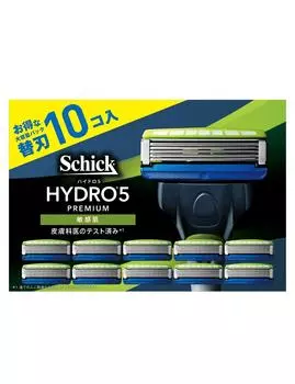 Бритва Schick Hydro 5 Premium Sensitive Skin со сменными лезвиями (10 кусочков) зелёный