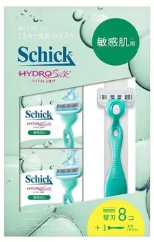 Бритва Schick Hydrosilk с лезвием для чувствительной кожи сменные лезвия + (8 шт.)