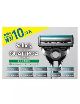 Бритва Schick Quattro 4 Titanium со сменными лезвиями (10 кусочков) серебряный