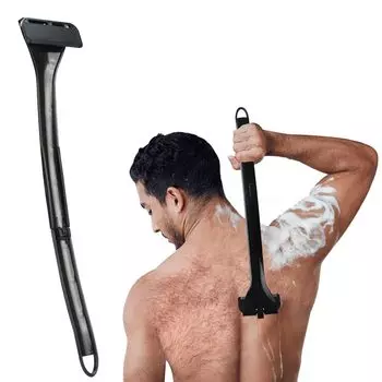 Бритва со сменными лезвиями для длинных волос, для удаления волос на спине/икрах, унисекс, складная, для хранения, чёрный