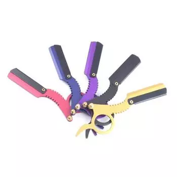 Бритва Straight Edge Barber для бритья бороды с держателем для большого пальца из нержавеющей стали чёрный