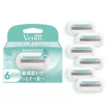 Бритва VENUS для чувствительной кожи для гладкой замены 6 Embrace для чувствительной кожи женщин, кожи, кожи, лезвий, деталей, белый