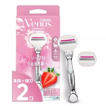 Бритва VENUS для Поставляется с Strawberry Field для Moist Main 2 Replacement Comfort Glide Women, Soap, Scent, Skin, Unit, Blades, розовый
