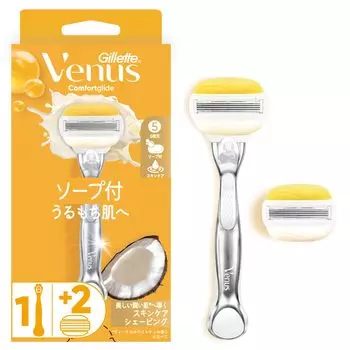 Бритва Venus для женщин с кокосом для увлажнения 2 сменных комфортных скользящих мыла, аромат, кожа, тело, лезвия,