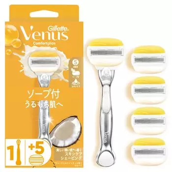 Бритва VENUS для женщин с кокосом для влажного бритья 5 сменных Comfort Glide мыло, аромат, кожа, тело, лезвия, чистый