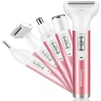 бритва vio для женщин, устройство для всего тела, бережное, 5 функций в 1 для всего тела, аккумуляторная, маленькая, легкая, тихая электробритва розовый
