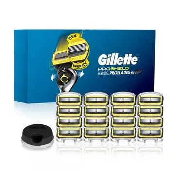 Бритвенные лезвия Gillette 2024 ProShield Yellow 16 шт. + подставка для бритвы, корейское лезвие для бритвы