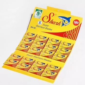 Бритвенные лезвия Shark Super из нержавеющей стали, 20 упаковок по 100 одноразовых импортных бритвенных лезвий, корейские бритвенные лезвия