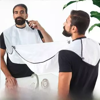 Бритвенный нагрудник с присосками - салфетка для стрижки бороды для парикмахеров transparent suction cup чёрный