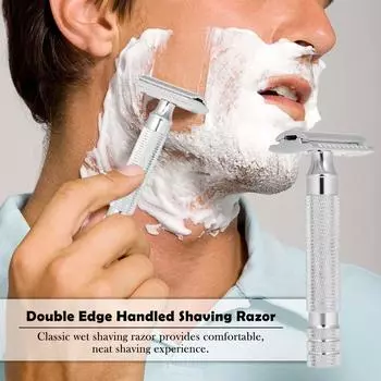Бритвы для бритья Традиционная безопасная бритва для влажного бритья с двусторонней ручкой серебряный