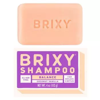 BRIXY Balance Shampoo Bar для жирной кожи головы с аргановым маслом, провитамином B5, ароматом кокоса и ванили Balance Shampoo Bar для жирной кожи головы, 1 упаковка, 113 г