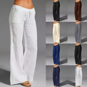 (Бризанд) Модные женские повседневные брюки с высокой талией и эластичной резинкой на талии M белый
