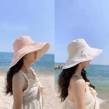 Broad-edged Women Sun Hat Versatile Women Sun Cap Double-sided Wear Fisherman s Hat Vacation