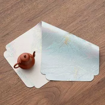 Brocade Tea Mat New Chinese Style Zen Table Runner Tea Mat Tea Ceremony Fabric Pot Tray Teacup Mat Teapot Heat Proof Mat Table Cover Landscape relief brocade double-sided tea mat