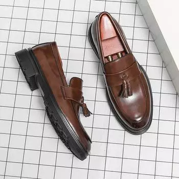 Brock Business Casual Leather Shoes Men s Comfortable Breathable Tassel One Pedal Foot Loafers Men s Series 38