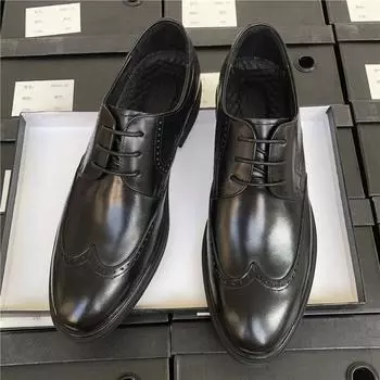 Brock кожаные туфли мужские деловые деловые кожаные дышащие повседневные британские мужские рабочие туфли свадебные туфли для жениха 38 чёрный
