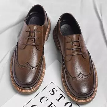 Brock leather shoes men s 2024 autumn dress business casual leather shoes British style retro board shoes 38