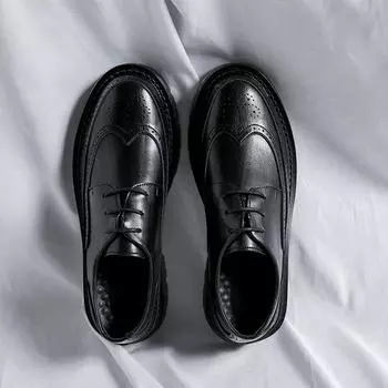 Brock Leather Shoes Retro Casual Small Leather Shoes Business Platform Trend 20351-R 38 чёрный