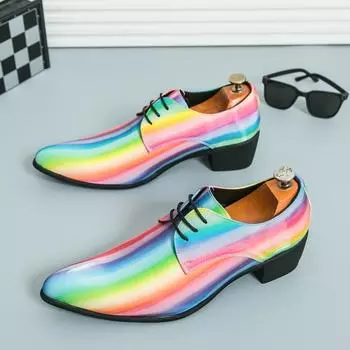 Броги из лакированной кожи, британский стиль, корейская версия, светский ночной клуб, модная личность, заостренный носок, увеличенный, повседневный модный мужской, золотой 39