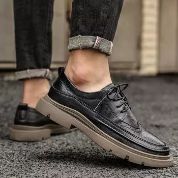 Brogue Leisure business men s leather shoes Italian men s luxury Wedding Party Office Walking Men s Leisure Gentleman Shoes 38 чёрный