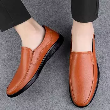 Broken code special clearance men s shoes genuine leather cowhide breathable casual leather shoes soft leather soft sole shoes overfitting lazy shoes 38