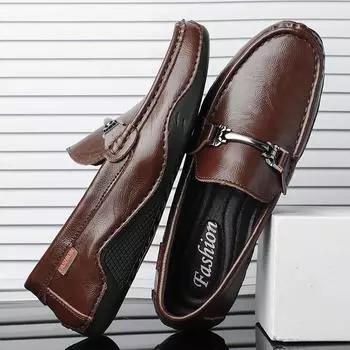 Broken code special clearance men s shoes genuine leather cowhide casual leather shoes soft leather soft sole Doudou shoes overfitting lazy shoes 38 чёрный