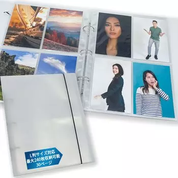 Bromide photo storage file holder L size compatible Binder type 30 pages Refill Holds up to 240 sheets - -