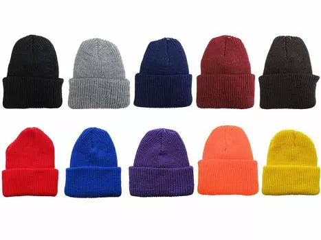 BRONER Knit Cap Plain Round Beanie Hat IN Navy Navy (MADE USA) тёмно-синий