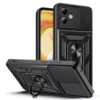 Бронированный чехол для Moto G14 E13 G73 G53 G13 G23 E22 G62 G32 G22 G52 G60S G60 G30 G10 G51 G9 Play E7 Plus, защита камеры, гибридное кольцо, противоударный чехол For Moto G14 чёрный