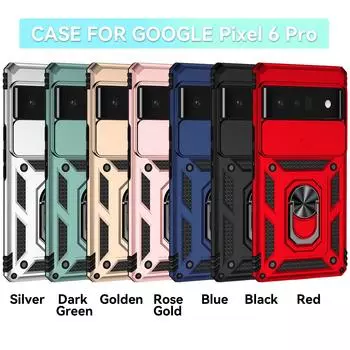 Бронированный чехол для телефона Google Pixel 6 Pro, защита объектива камеры, металлическое кольцо-подставка, противоударный чехол Google Pixel 6 Pro розового золота